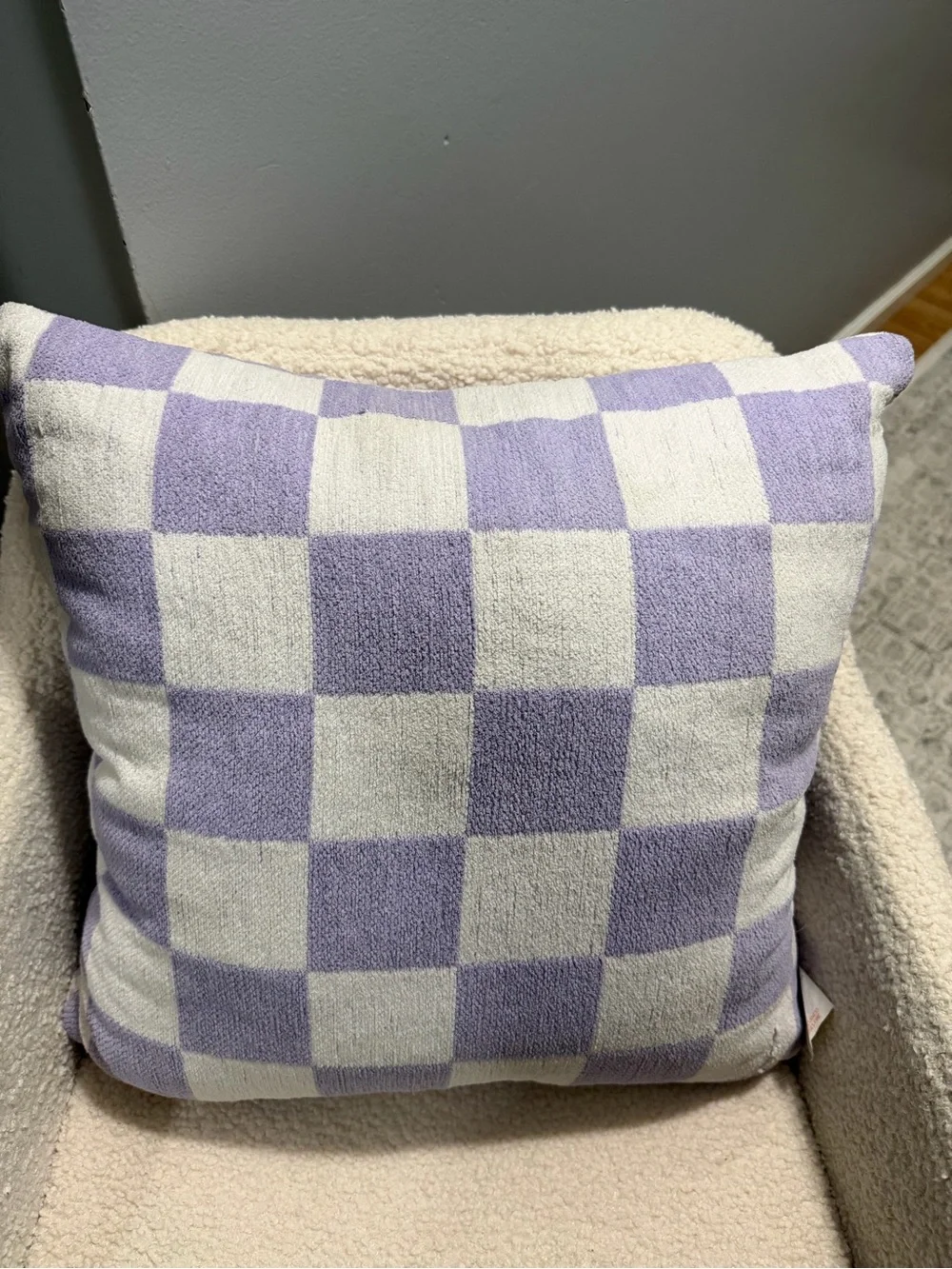 Lavender Checkered Throw Pillow - Soft Home Accent